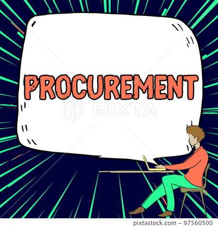 Text sign showing Procurement. Business overview Procuring Purchase of equipment and supplies Text sign showing Procurement. Business overview Procuring Purchase of equipment and supplies 97560500