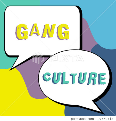 Conceptual caption Gang Culture. Business approach particular organization of criminals or group of gangsters that follow ones habits Conceptual caption Gang Culture. Business approach particular organization of criminals or group of gangsters that follow ones habits 97560518