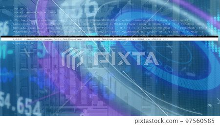 Image of binary code over background in globe and mid 97560585