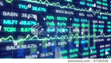 Image of financial data processing on digital screen 97560586