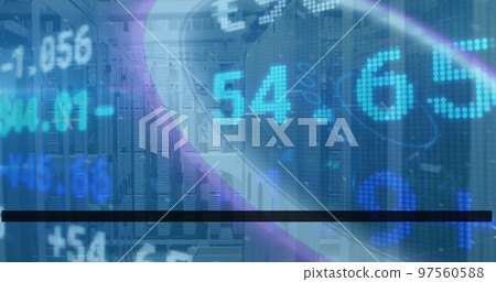 Image of binary code over background in globe and mid 97560588