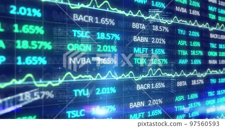Image of financial data processing on digital screen 97560593