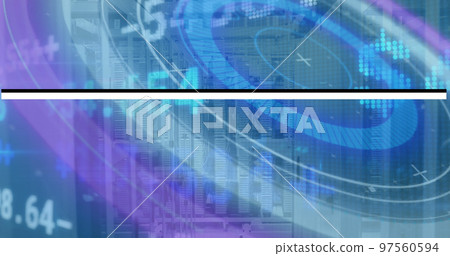 Image of binary code over background in globe and mid 97560594