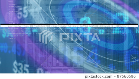 Image of binary code over background in globe and mid Image of binary code over background in globe and mid 97560596