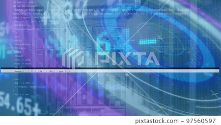 Image of binary code over background in globe and mid Image of binary code over background in globe and mid 97560597