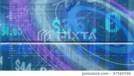 Image of binary code over background in globe and mid Image of binary code over background in globe and mid 97560598