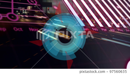 Image of scope scanning and data processing over globe Image of scope scanning and data processing over globe 97560635