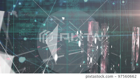 Image of network of connections over computer processor circuit board Image of network of connections over computer processor circuit board 97560662