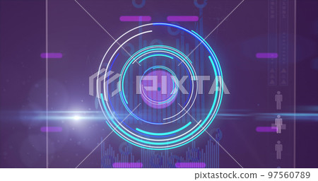 Image of processing circle and moving light on scientific graph Image of processing circle and moving light on scientific graph 97560789