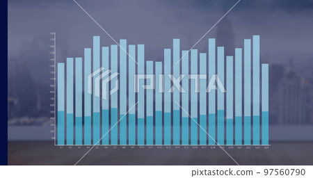 Image of financial graph over cityscape 97560790