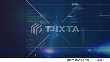 Image of financial data processing over chemical structures Image of financial data processing over chemical structures 97560993