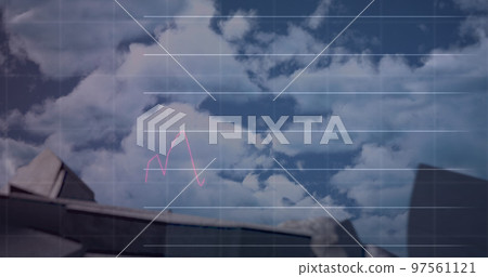 Financial data processing over broken dollar symbol against clouds in the blue sky Financial data processing over broken dollar symbol against clouds in the blue sky 97561121