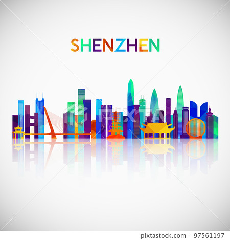 Shenzhen skyline silhouette in colorful geometric style. 97561197