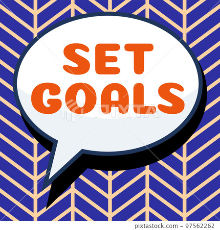Writing displaying text Set Goals. Word Written on Defining or achieving something in the future based on plan 97562262