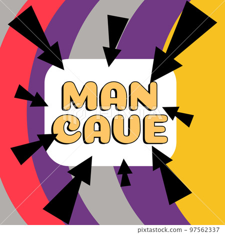 Conceptual display Man Cave. Word Written on a room, space or area of a dwelling reserved for a male person 97562337
