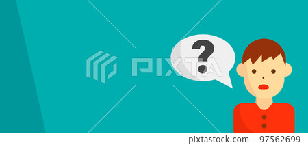 Wondering man and green background. questions or concerns. vector. 97562699