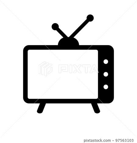 TV icon with retro antenna. vector. 97563103