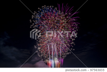 Fireworks display Colorful starmines 97563833