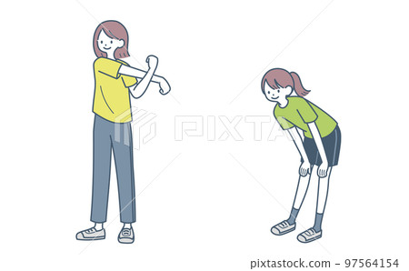 Women preparing for exercise Women preparing for exercise 97564154