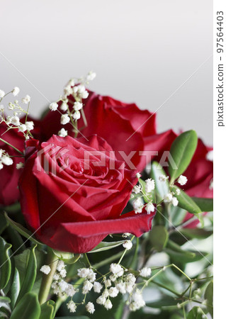 Bouquet of red roses. Soft focus with Valentines day or wedding frame. 97564403