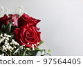 Bouquet of red roses. Soft focus with copy space Valentines day or wedding frame. 97564405