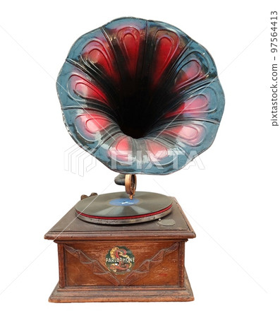 old retro worn gramophone isolated on white background. old retro worn gramophone isolated on white background. 97564413