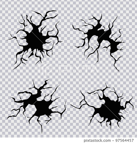 Cracks in ground. Cracks, splits and holes in ground. Vector realistic set of fissure in ground, crevices from disaster or drought, black fractures Cracks in ground. Cracks, splits and holes in ground. Vector realistic set of fissure in ground, crevices from disaster or drought, black fractures 97564457