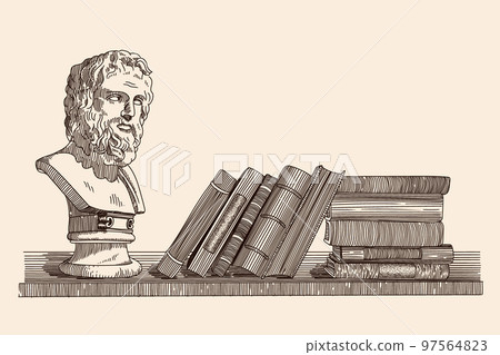 A bookshelf with a books 97564823