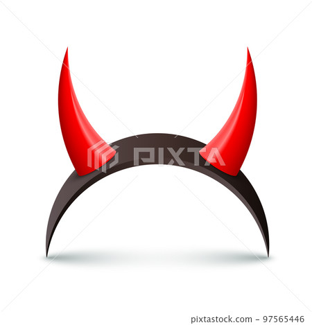 3d red devil horns on black headband, devilish scary monster decor, tiara for hair 97565446