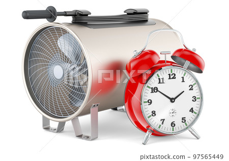 Blower heater with alarm clock, 3D rendering 97565449