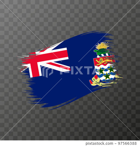 Cayman Islands national flag. Grunge brush stroke. Vector illustration on transparent background. 97566388