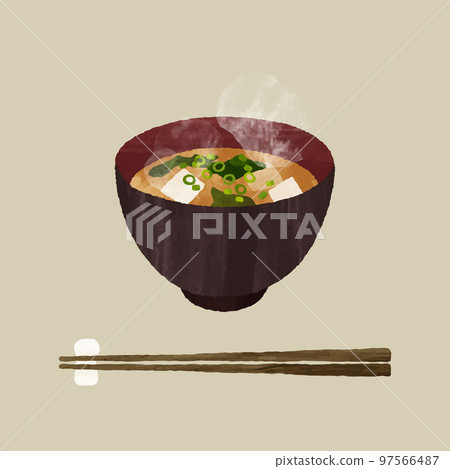 味噌湯豆腐和海藻 97566487