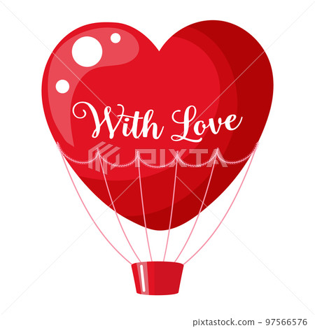 Red heart balloon With love. Illustration, background for Valentine's day and wedding, vector 97566576