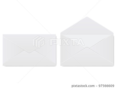 Realistic envelope. Design template for mockup. Opened and closed realistic mockup. Blank stationery letter folded and unfolded view Realistic envelope. Design template for mockup. Opened and closed realistic mockup. Blank stationery letter folded and unfolded view 97566609
