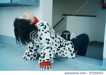 rooftop and woman rooftop and woman 97566801