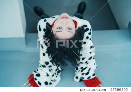 rooftop and woman rooftop and woman 97566803