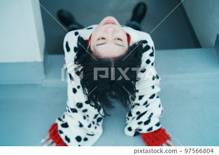 rooftop and woman rooftop and woman 97566804
