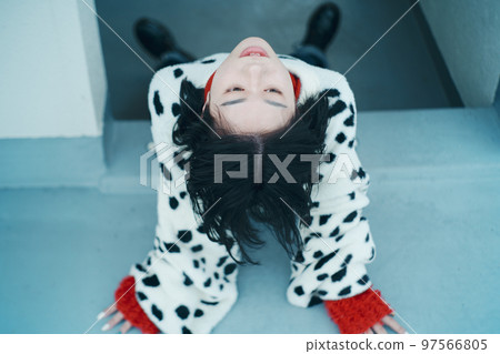 rooftop and woman rooftop and woman 97566805
