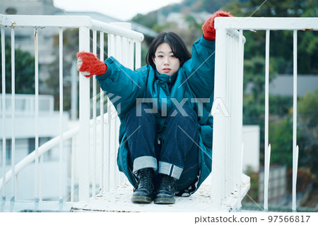 rooftop and woman 97566817