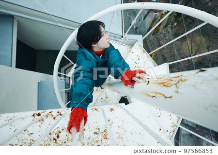 rooftop and woman rooftop and woman 97566853