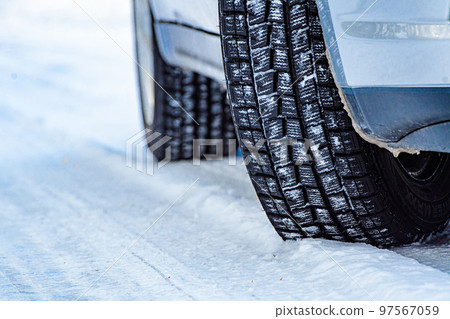 Image of a car with studless tires Sapporo, Hokkaido Image of a car with studless tires Sapporo, Hokkaido 97567059