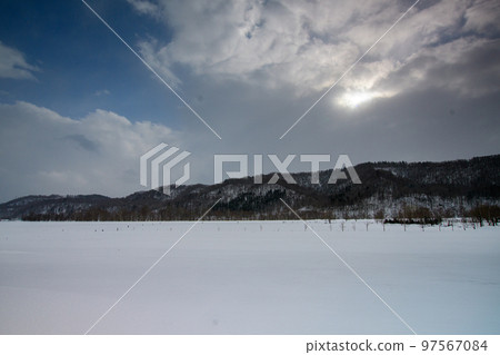 Winter scenery of Biei Hill Tourism image of Biei Town, Hokkaido Winter scenery of Biei Hill Tourism image of Biei Town, Hokkaido 97567084