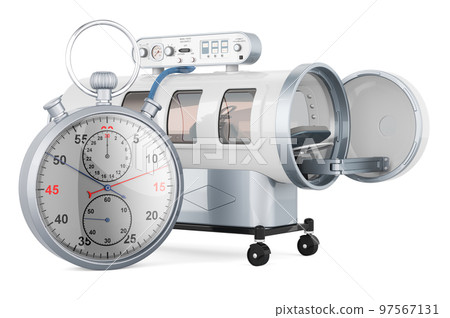 Diving chamber with stopwatch, 3D rendering Diving chamber with stopwatch, 3D rendering 97567131