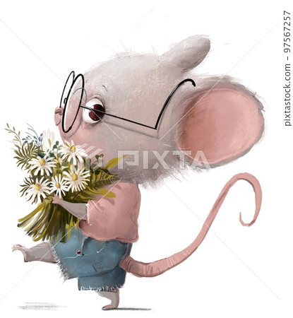 cute little mouse character with present bouquet cute little mouse character with present bouquet 97567257