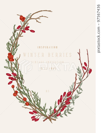 Vintage invitation with a wreath 97567436