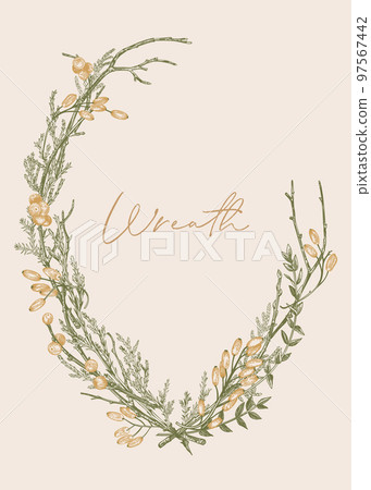 Oval wreath with golden berries Oval wreath with golden berries 97567442