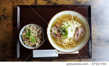 Okinawa soba and Okinawa-style cooked rice juicy Okinawa soba and Okinawa-style cooked rice juicy 97567784