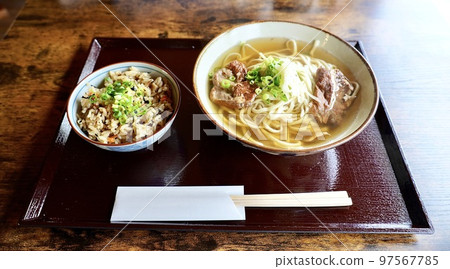 Okinawa soba and Okinawa-style cooked rice juicy Okinawa soba and Okinawa-style cooked rice juicy 97567785