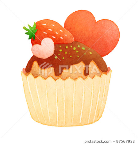 Strawberry and heart chocolate cupcakes Strawberry and heart chocolate cupcakes 97567958
