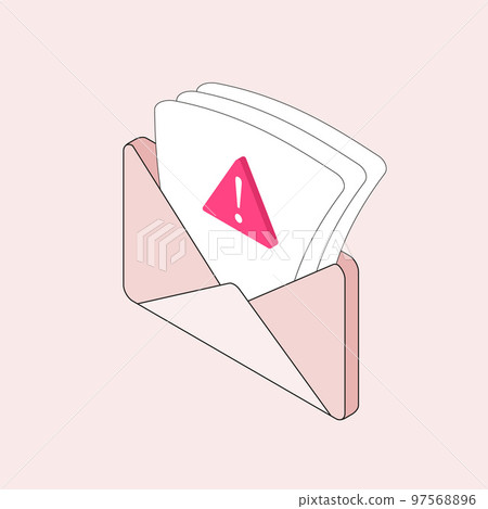 Fraud Email concept. Phishing scam fraudulent and spoofing e-mail text messages. Malware spreading virus, email spam distribution messages with envelope. Outline flat design isometric vector icon Fraud Email concept. Phishing scam fraudulent and spoofing e-mail text messages. Malware spreading virus, email spam distribution messages with envelope. Outline flat design isometric vector icon 97568896